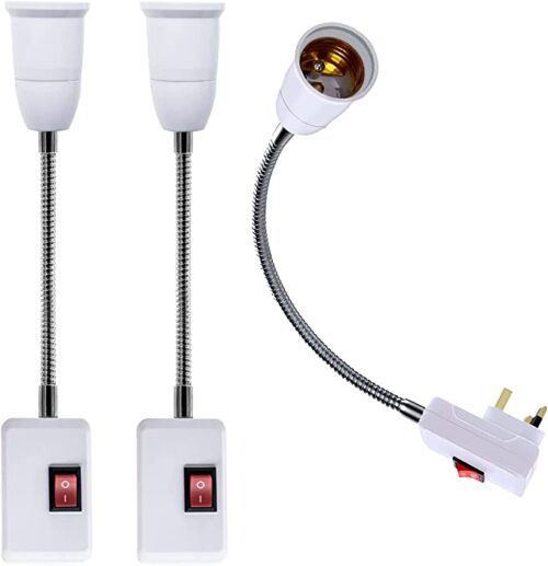 Flexible Lamp Holder,Plug in Wall Lights, E27 Extension Bulb Socket Adapter with On/Off Switch,Light Bulb Holder