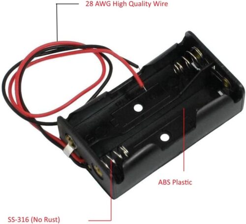 Battery Holder With Red And Black Wire 2 X AA - Image 2