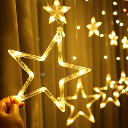 Warm White LED Star Lights, Curtain String Lights - Image 6