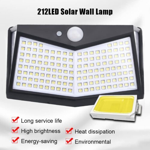 Solar garden lamp 212-LED Solar Wall Lamp Motion Sensor IP65 Waterproof 3 Modes Outdoor Garden Porch Street Light - Image 9