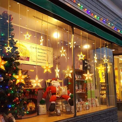 Warm White LED Star Lights, Curtain String Lights