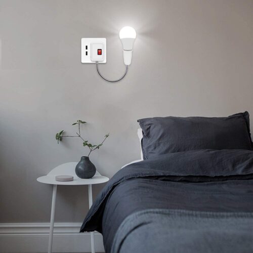 Flexible Lamp Holder,Plug in Wall Lights, E27 Extension Bulb Socket Adapter with On/Off Switch,Light Bulb Holder - Image 2