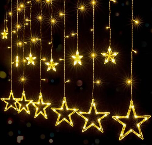 Warm White LED Star Lights, Curtain String Lights - Image 5