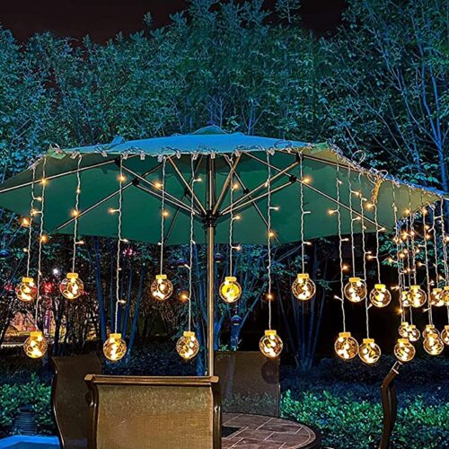 LED Wishing Ball Curtain String Light |Fairy Garland Lights For Window, Bedroom, Garden | Festive Decorative Hanging Wall Lights (Warm White) - Image 2