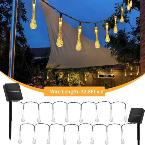 20 led Water Drop string solar decorative lights wholesale holiday lighting decoration lights outdoor (Warm White)) - Image 4