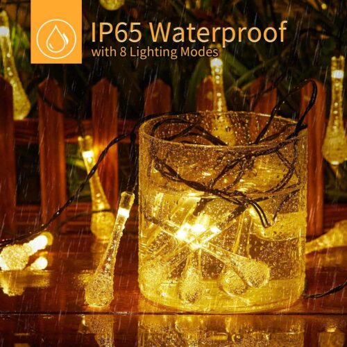 20 led Water Drop string solar decorative lights wholesale holiday lighting decoration lights outdoor (Warm White)) - Image 3