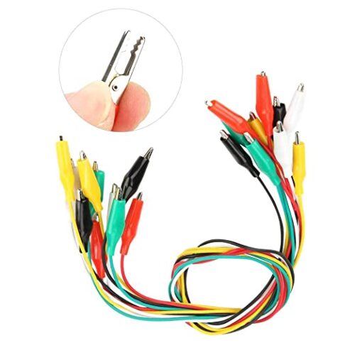 10Pcs Alligator Clips Wire Double-ended Test Leads 50cm 5 Colors Jumper Wire for Multimeter or Laboratory Electric Testing Work