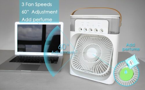 Portable Air Conditioner Air Cooler with 600ml Water Tank USB Air Cooler with 3 Wind & 5 Mist Vents, 7 Night Light and 1-3H Timer mode - Image 3