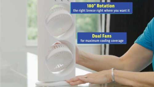 Dual Fan Mist Cooler with Full Rotation and USB Rechargeable | Multiple Speed | Settings Ideal for Home and Travel Cooling Convenience with Soothing LED Lightings - Image 5