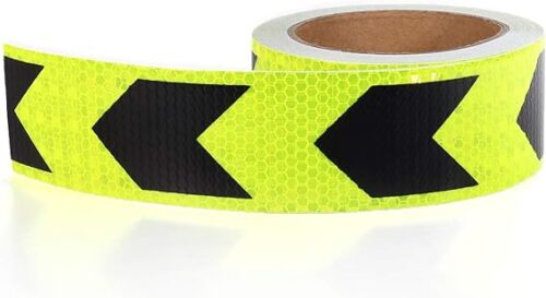 Reflective Tape Waterproof, Conspicuity Tape, Visibility Hazard Caution Adhesive Tape Safety Signs 2 inch by 25 meter, Safety Warning Tape Fluorescent Yellow Black Indoor/Outdoor