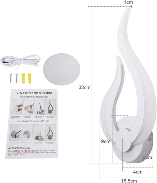 Battery Wall Light LED Dimmable Wall Lamp Wireless Indoor Wall Lamp Magnet with Touch Switch 3 Color Temperatures for Living Room Bedroom Staircase Hallway Rechargeable Wall Lights, White - Image 2