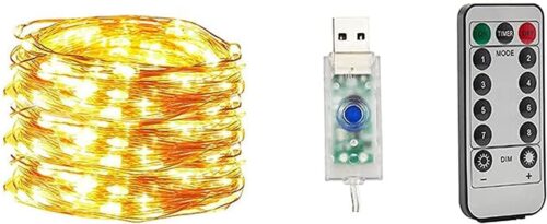 Fairy String Light Waterproof 10M 100 LED 8 Modes USB Plug in With Remote Control Starry Firefly Copper Wire String Lights for Outdoor Bedroom Christmas Party Decorations (Warm White)