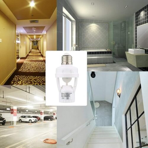 360 Degree Detection PIR Infrared Motion Sensor E27 LED Light Lamp Base Holder Bulb Socket Day & Night 2 Modes - Image 2