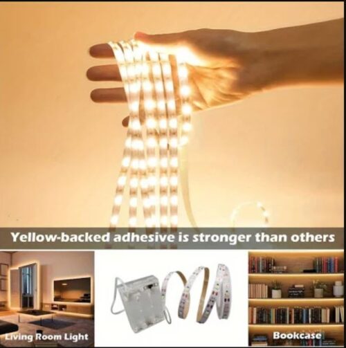 LED Strip Battery Operated | 2 Meter 120LED Battery LED Strip, Warm Led Strip | Battery Operated Outdoor and Indoor | Self-Adhesive
