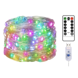 10m USB Silver Wire Seed String Fairy Lights with Remote Control – Multiple Colour