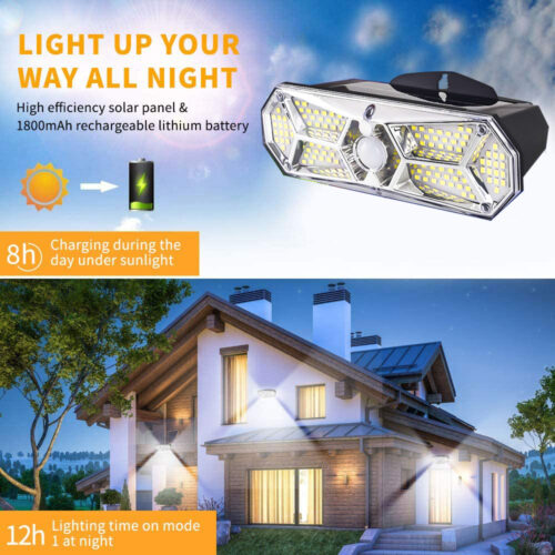 Outdoor light Motion Sensor Solar Street Light Body Sensing Solar Wall Light IP65 Waterproof LED Outdoor Porch Light Reusable Bright Solar (Color : white-126LED) - Image 5