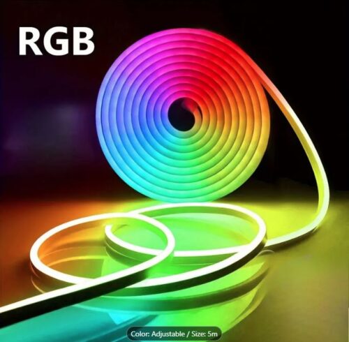 RGB Neon Strip Light, 5M - USB Powered, Music Sync, Remote/App Control, 8+ Color Modes, Timer Settings, Ultra-Slim Design for TV, PC, Room Decor - Image 3