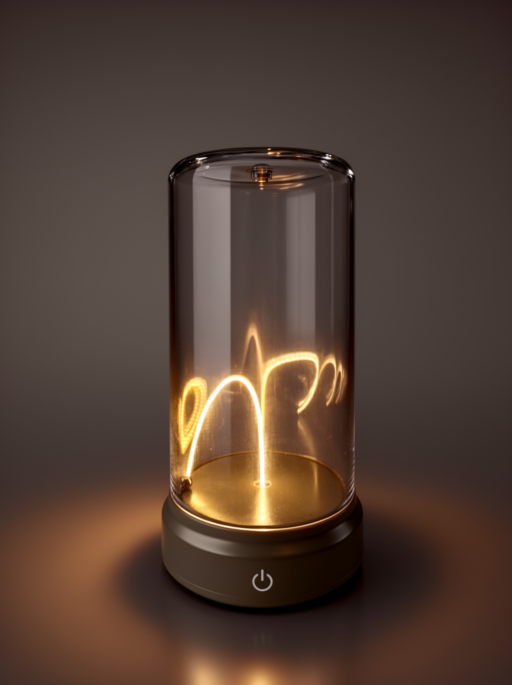 Minimalist portable LED desk lamp with a straight vertical magnetic filament light.