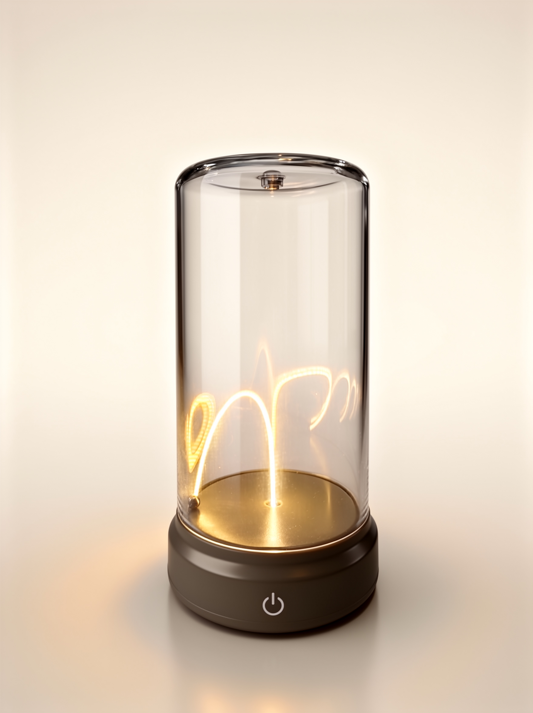 Unlit magnetic flexible filament lamp showing the internal 3D design and touch-sensitive base.