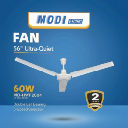 White 56-inch Modi Electric ceiling fan with 3 blades, model MD-HWF2004.