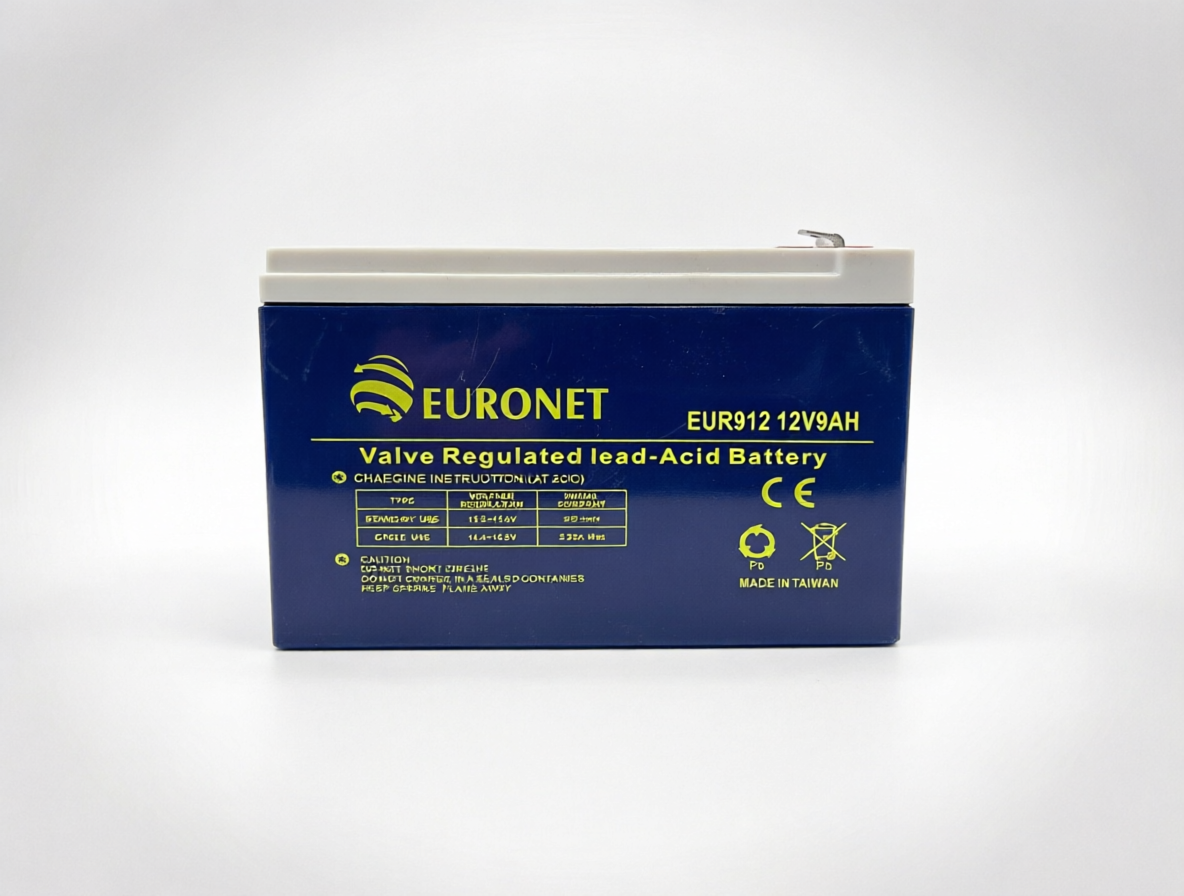 Euronet EUR912 12V 9Ah Valve Regulated Lead-Acid Battery Front View