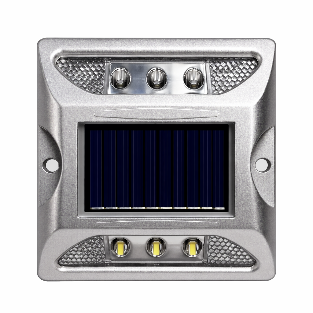 White LED solar powered driveway path light cast aluminum